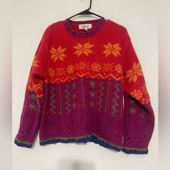 Talbots Sweaters - Vintage TALBOT'S Wool Sweater Women's Medium Colorful Pullover Retro